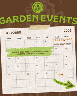 Kalenderblatt Oktober 2026 mit Veranstaltungshinweis und Baladin Open Garden Logo in grün auf beigem Hintergrund